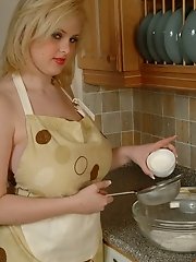 Ashley gets her big natural tits messy with food